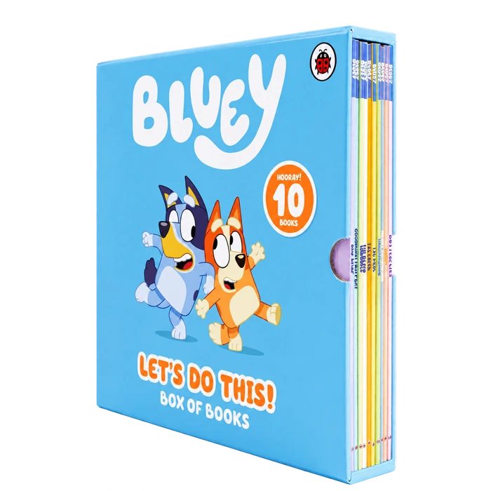 Bluey Let's Do This! Box of Books 10 Books Collection Box Set (Butterflies, Bingo, Magic Xylophone, Hammerbarn, The Pool, Creek, Beach, Grannies, Goodnight Fruit Bat & Bob Bilby)