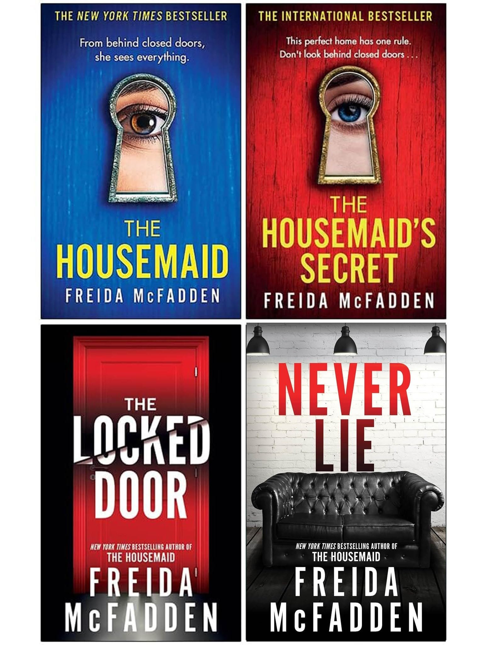 Freida McFadden 4 Books Set (Never Lie, The Housemaids Secret, The Locked Door & The House maid) — book cover