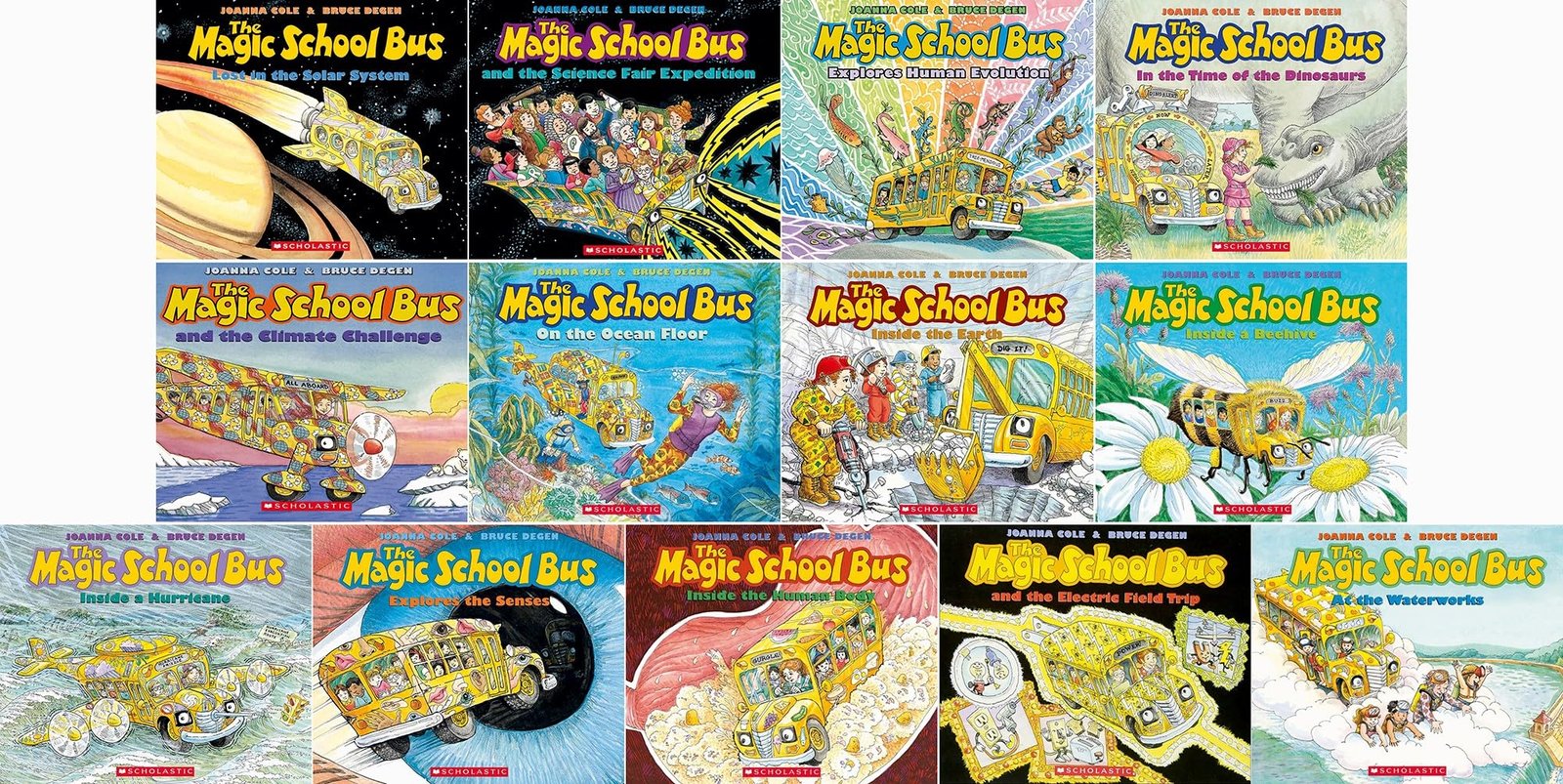 The Magic School Bus Original Series 13-Book Complete Collection Set: Lost in the Solar System, Inside the Human Body, On the Ocean Floor, In the Time of the Dinosaurs — book cover