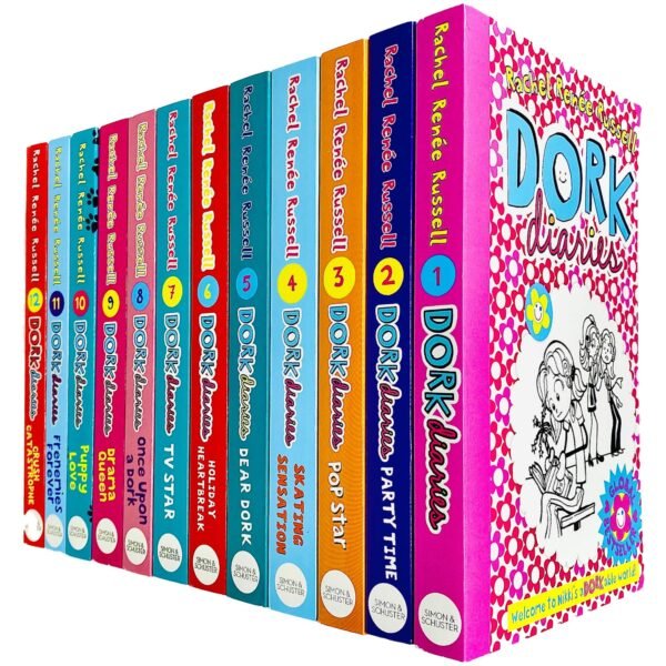 Dork Diaries By Rachel Renee Russell 12 Books Collection Set (Puppy Love, Holiday Heartbreak, TV Star, Pop Star, Frenemies Forever, Skating Sensation, Party Time) — book cover