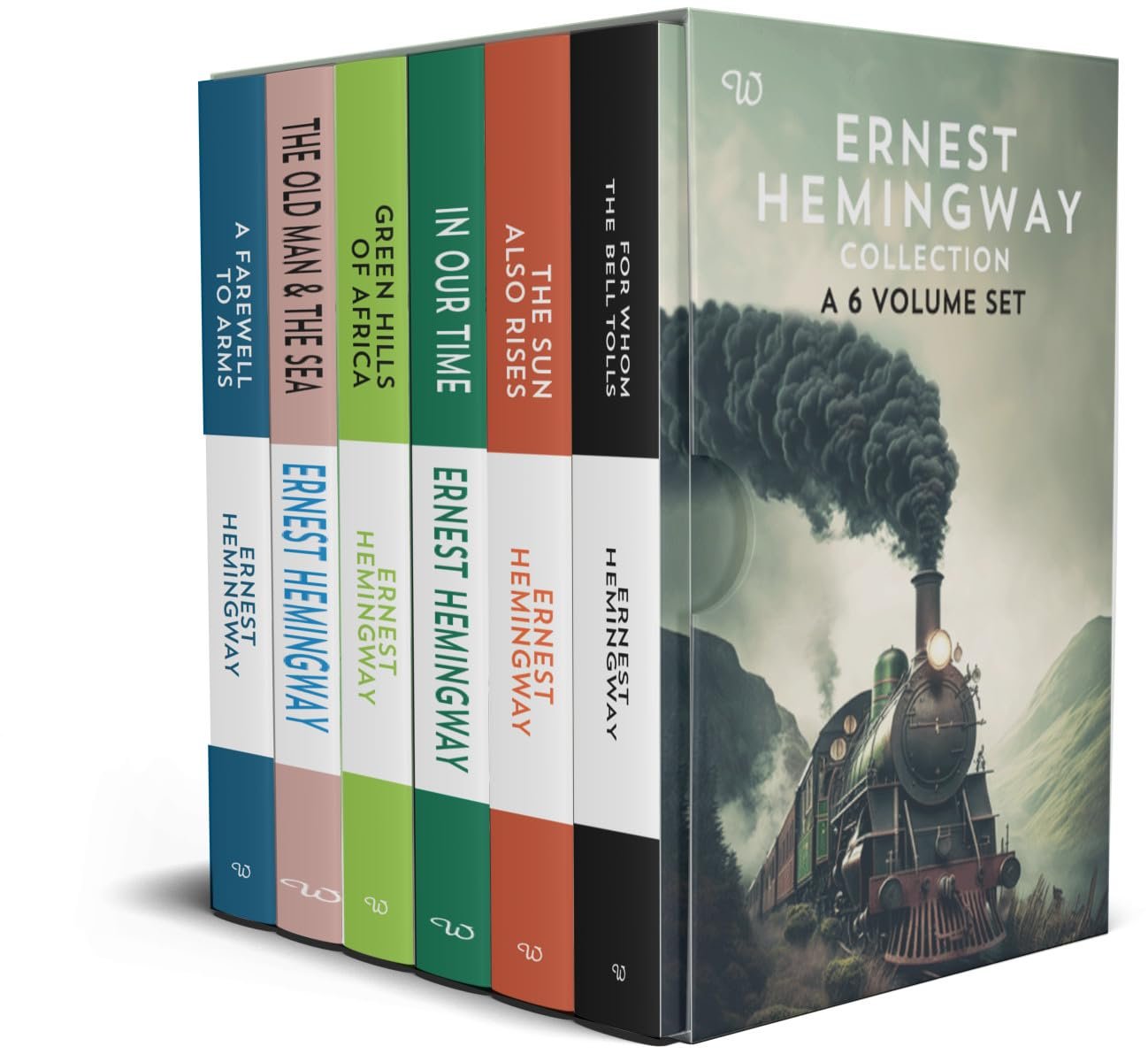 Ernest Hemingway Collection 6 book set (For Whom The Bell Tolls, A Farewell To Arms, Green Hills Of Africa, The Old & The Sea, In Our Time, The Sun Also Rises) — book cover