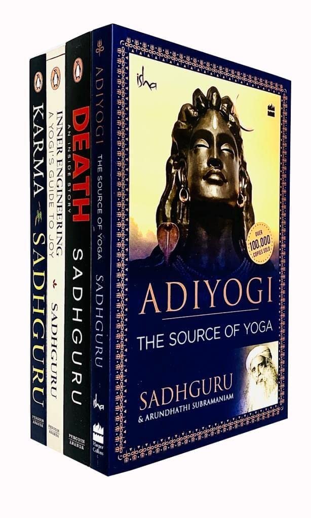 Sadhguru Collection 4 Books Set (Adiyogi The Source of Yoga, Death, Inner Engineering, Karma) — book cover