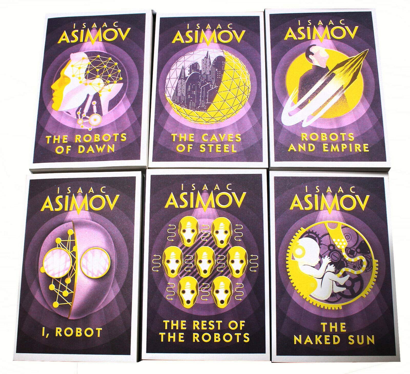 Isaac Asimov Robot Series 6 Books Collection Set (I, Robot, The Robots of Dawn, The Naked Sun, The Rest Of The Robots, The Caves of Steel, Robots and Empire) — book cover